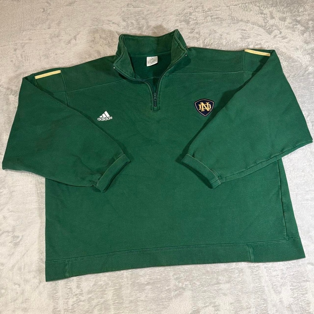 Y2K Vintage Adidas Notre Dame Fighting Irish Boxy Quarter Zip | Green | Large